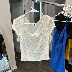 Floral Lace-Trimmed Women's Top